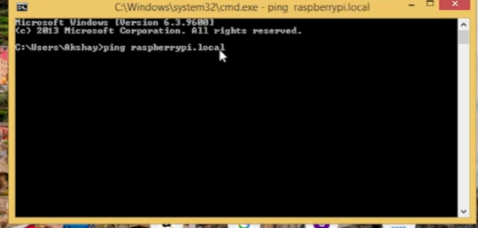 Checking wireless Raspberry Pi control connection using ping in command prompt
