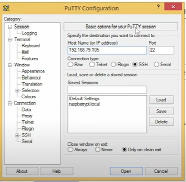Configuring SSH access with Putty for wireless Raspberry Pi control