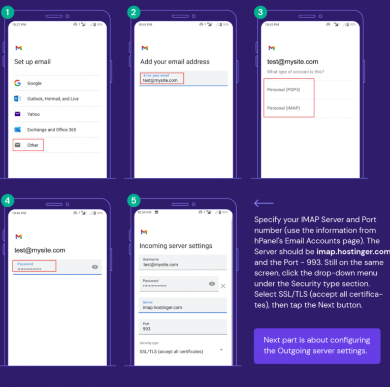 Setting for email