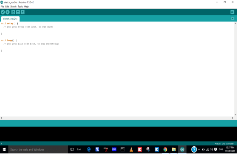 What is an Arduino: Arduino IDE interface used for writing and uploading Arduino code.